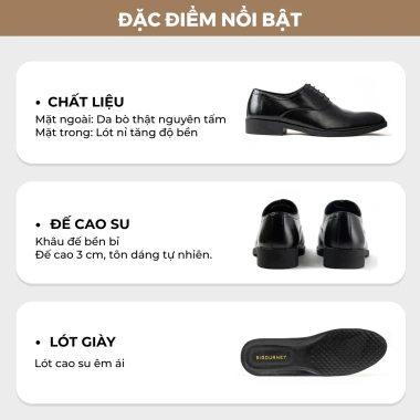 Giày Tây Nam Oxford Da Bò Cao Cấp SIGOURNEY Đen - Bảo Hành 18 Tháng - Giá 670k 3 Giày Tây Nam Oxford Da Bò Cao Cấp SIGOURNEY Đen - Bảo Hành 18 Tháng - Giá 670k 3