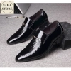 Giày tây nam vân da cá sấu SAHA123 size 45-48, đen bóng, không dây, công sở Hàn Quốc 7