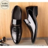 Giày tây nam vân da cá sấu SAHA123 size 45-48, đen bóng, không dây, công sở Hàn Quốc 9