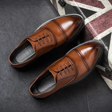 Giày Tây Oxford Nam Da Bò Nguyên Tấm Đế Cao 4cm Lịch Lãm - Sang Trọng, Giá 592k