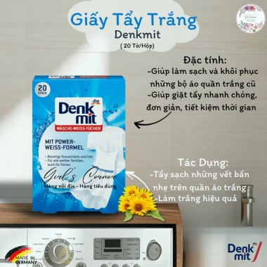 Giấy Tẩy Trắng Quần Áo Denkmit 20 Tờ - Washe Weiss Nội Địa Đức, Giá chỉ 55.000₫