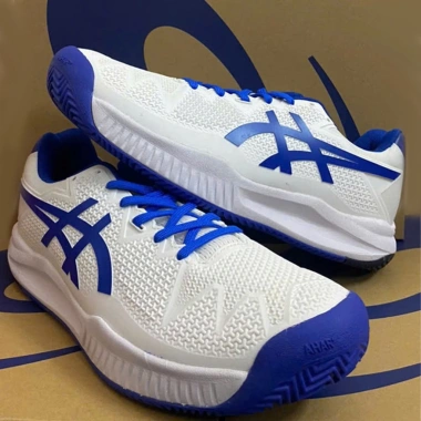 Giày Tennis Pickleball A-SICS Gel 8 trắng xanh, êm, bảo hành 12 tháng, nam nữ 3