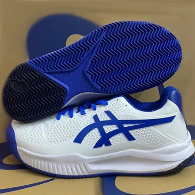 Giày Tennis Pickleball A-SICS Gel 8 trắng xanh, êm, bảo hành 12 tháng, nam nữ 7