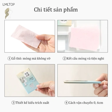 Giấy thấm dầu hoa hồng LMLTOP 80 miếng - Thấm hút nhanh, làm sạch da dầu, giá chỉ 18.200đ