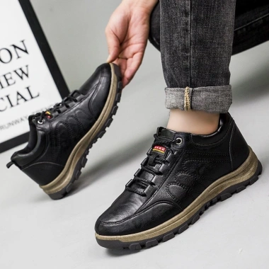 Giày thể thao nam Sneaker da viền chỉ, đế kẹp - làm việc, dạo phố, leo núi K24 giá 220.000