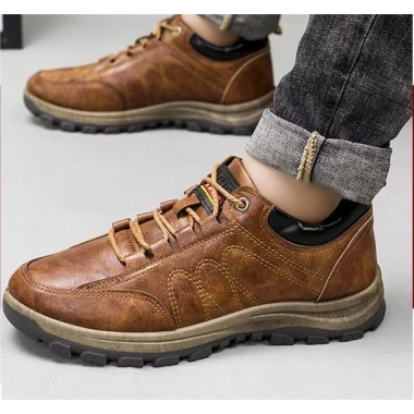 Giày thể thao nam Sneaker da viền chỉ, đế kẹp - làm việc, dạo phố, leo núi K24 giá 220.000