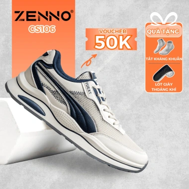 Giày Thể Thao Nam ZENNO CS106 Da Cao Cấp, Đế Cao Su Non Êm Nhẹ, Bền Bỉ - 670.000đ