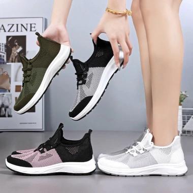 Giày Thể Thao Nữ Mặt Lưới Thiết Kế Phối Màu Thoáng Khí Nhẹ Mát Sang Trọng