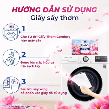 Giấy Thơm Comfort 40 tờ Hương Mẫu Đơn và Hoa Hồng Ohara - Dùng cho Máy Sấy và Tủ Quần Áo, Giá 69.900 VND 6