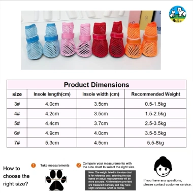 Giày thú cưng lưới thoáng khí chống trượt cho Poodle Shih Tzu mùa hè – Bộ 4 chiếc giá ưu đãi 9