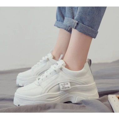 Giày trắng nữ độn đế 5cm, kính cận chất, tặng video hướng dẫn, bít tất miễn phí 3