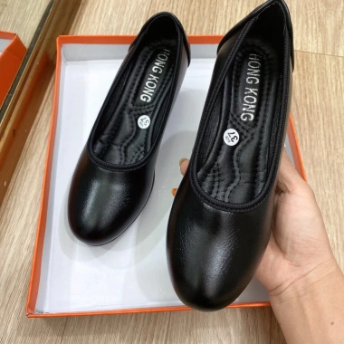 Giày trơn da mềm đế 5cm siêu êm, phù hợp đi làm và đi chơi Hình thật