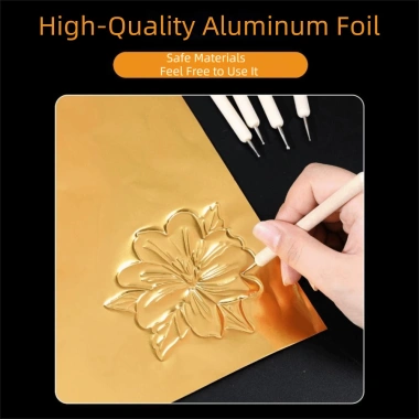 Giấy vẽ khắc METUBE 70 micron 20x30cm - Lá nhôm dày, DIY làm lá vàng, nghệ thuật 6 Giấy vẽ khắc METUBE 70 micron 20x30cm - Lá nhôm dày, DIY làm lá vàng, nghệ thuật 6