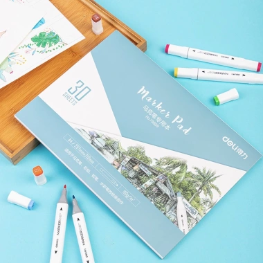 Giấy vẽ màu marker Deli 30 tờ 110gsm - Cao cấp, dày, dễ chồng màu, tản màu 6