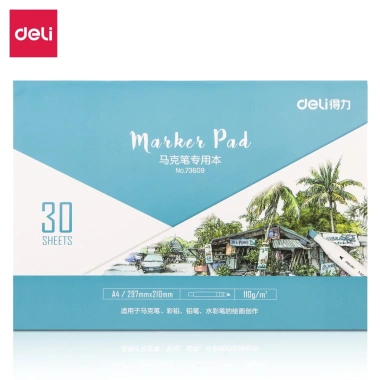 Giấy vẽ màu marker Deli 30 tờ 110gsm - Cao cấp, dày, dễ chồng màu, tản màu 8