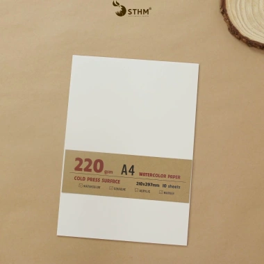 Giấy vẽ màu nước 220gsm vân ngang 10 tờ - STHM CT, giá ưu đãi 15.000đ, phù hợp cho gouache & watercolor 10 Giấy vẽ màu nước 220gsm vân ngang 10 tờ - STHM CT, giá ưu đãi 15.000đ, phù hợp cho gouache & watercolor 10