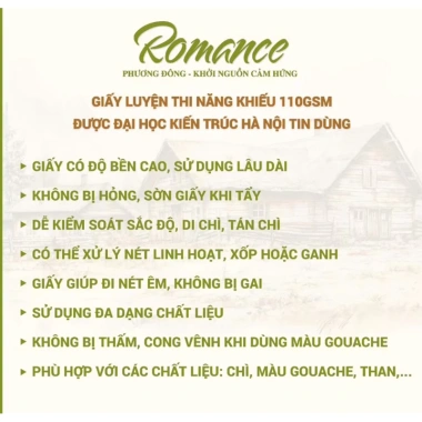 Giấy vẽ Romance 110gsm A1 - Luyện thi, chì, màu bột, phác họa, chỉ 85.000đ