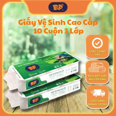 Giấy Vệ Sinh BP Tissue Bịch 10 Cuộn 3 Lớp Dày Mềm 100% Bột Giấy An Toàn Giá 65.000 VND