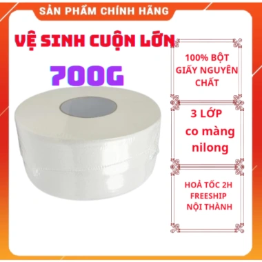 Giấy vệ sinh công nghiệp Silkwell 700g cuộn lớn 3 lớp nilong - Giá chỉ 22.000đ