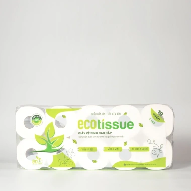 Giấy vệ sinh EcoWipes 3 lớp lốc 10 cuộn – mềm dai, thấm hút, có lõi/không lõi, 115k