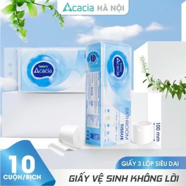 Giấy vệ sinh không lõi ACACIA Luxury 10 cuộn 3 lớp - Siêu mềm, giá chỉ 53.900₫