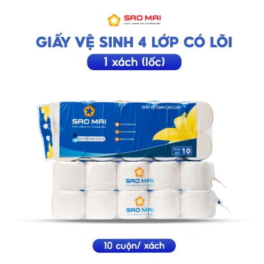 Giấy vệ sinh Sao Mai 10 lốc 10 cuộn 4 lớp mềm mại không kích ứng - Tiện lợi, giá chỉ 629.000₫ 9 Giấy vệ sinh Sao Mai 10 lốc 10 cuộn 4 lớp mềm mại không kích ứng - Tiện lợi, giá chỉ 629.000₫ 9