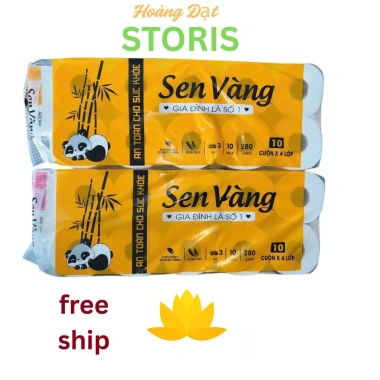 Giấy vệ sinh sen vàng 10 cuộn 3 lớp có lõi – Siêu mềm, không tẩy trắng, 120k 6