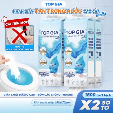 Giấy vệ sinh treo tường Top Gia Melto 4 lớp 1.800 tờ – Dễ tan trong nước, an toàn da, chỉ 85,000 VND