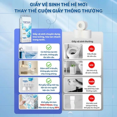 Giấy vệ sinh treo tường Topgia 1 bịch 1.800 tờ 4 lớp cao cấp, mềm mịn, an toàn, tan ngay trong nước - 179.000đ 3