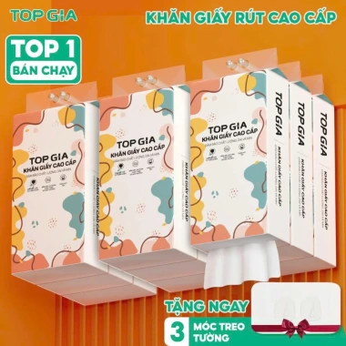 Giấy vệ sinh treo tường TopGia 6 bịch đa sắc, 1.280 tờ 4 lớp bột giấy thiên nhiên - Giá chỉ 58.000₫
