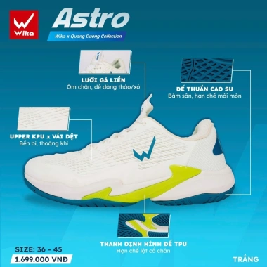 Giày Wika ASTRO Pickleball - Êm Ái, Siêu Nhẹ, Đệm Wi-Cloud, Giá 1.615.000₫