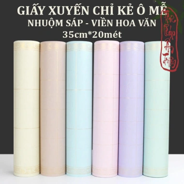 Giấy Xuyến 20m - Kẻ Ô Mễ, Bán Sinh, Bán Thục, Nhuộm Sáp, Viền Hoa Văn, Luyện Thư Pháp Hán Việt - Giá Ưu Đãi 118k