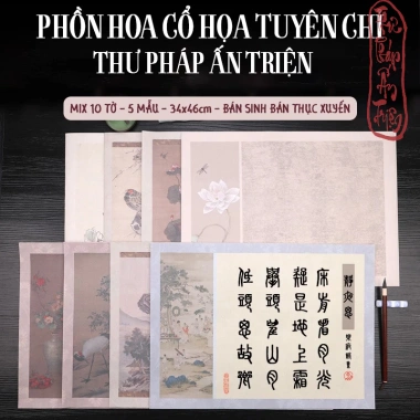 Giấy Xuyến Chỉ 5 mẫu 10 tờ 36x46cm - Thư pháp nghệ thuật, trang phồn hoa, 49.000đ