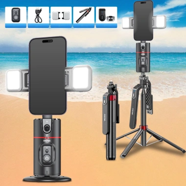 Gimbal 360° nhận dạng khuôn mặt P02 kèm remote & tripod 5.208 – Chụp ảnh, livestream, selfie