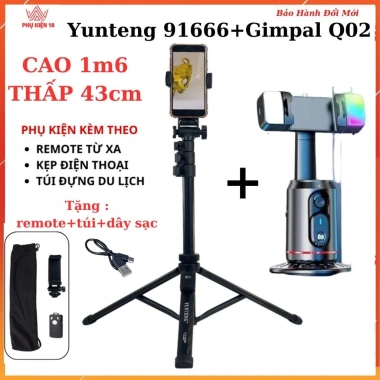 Gimbal 360 Q02 kèm Remote, Túi, Chân Tripod, Theo Dõi Khuôn Mặt, Quay Video - 820.000