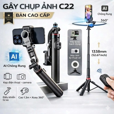 Gimbal AI C22 360° Xoay Vật Thể - Tripod Livestream Chống Rung, Giá Ưu Đãi 749k