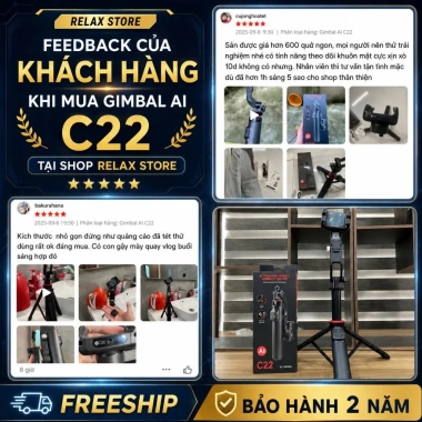 Gimbal AI C22 360° Xoay Vật Thể - Tripod Livestream Chống Rung, Giá Ưu Đãi 749k 9