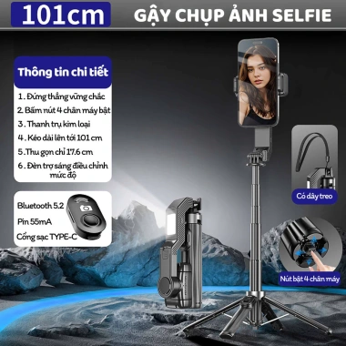 Gimbal tự cân bằng Q31 - Gậy tự sướng 1m cho điện thoại, 3 chế độ ánh sáng điều chỉnh, giá ưu đãi 338k 9 Gimbal tự cân bằng Q31 - Gậy tự sướng 1m cho điện thoại, 3 chế độ ánh sáng điều chỉnh, giá ưu đãi 338k 9