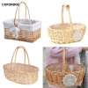 Giỏ cắm hoa COFORDOS - Giỏ hoa cô dâu mây liễu dệt tay, hộp dã ngoại chắc chắn có tay cầm, quà tặng đẹp