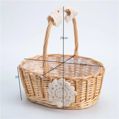 Giỏ cắm hoa COFORDOS - Giỏ hoa cô dâu mây liễu dệt tay, hộp dã ngoại chắc chắn có tay cầm, quà tặng đẹp 2