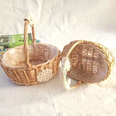 Giỏ cắm hoa COFORDOS - Giỏ hoa cô dâu mây liễu dệt tay, hộp dã ngoại chắc chắn có tay cầm, quà tặng đẹp 3