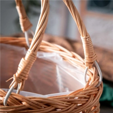 Giỏ cắm hoa COFORDOS - Giỏ hoa cô dâu mây liễu dệt tay, hộp dã ngoại chắc chắn có tay cầm, quà tặng đẹp 5