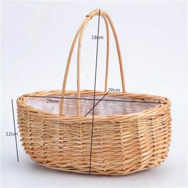 Giỏ cắm hoa COFORDOS - Giỏ hoa cô dâu mây liễu dệt tay, hộp dã ngoại chắc chắn có tay cầm, quà tặng đẹp 10