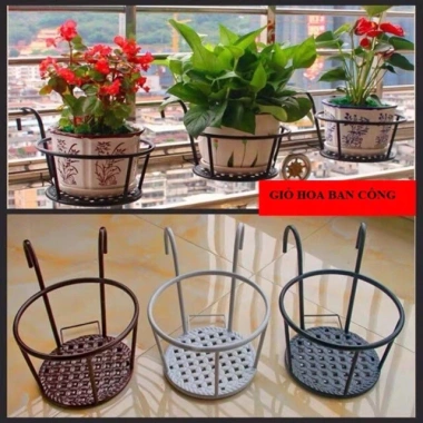 Giỏ Chậu Hoa Cây Cảnh Treo Ban Công - Thép Chịu Lực, Sơn Tĩnh Điện, Giá 39.000₫ 2