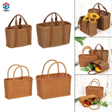 Giỏ đa năng thủ công dã ngoại, trang trí mây giả, chắc chắn bền cho sân vườn, ban công