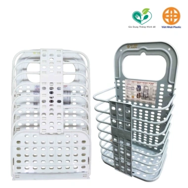 Giỏ đựng đồ gấp gọn thông minh Việt Nhật tặng móc dính, treo tường, lưu trữ quần áo, chỉ 55.000₫ 5