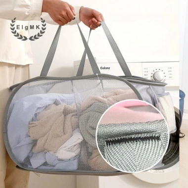 Giỏ đựng đồ giặt 2 ngăn lưới gập gọn - Giỏ giặt di động sắp xếp quần áo mới 5 Giỏ đựng đồ giặt 2 ngăn lưới gập gọn - Giỏ giặt di động sắp xếp quần áo mới 5