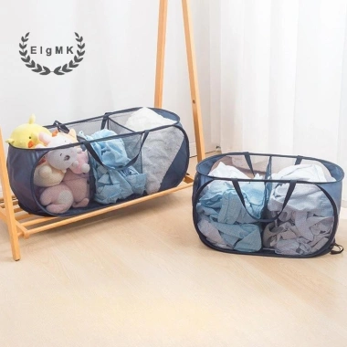 Giỏ đựng đồ giặt 2 ngăn lưới gập gọn - Giỏ giặt di động sắp xếp quần áo mới 8 Giỏ đựng đồ giặt 2 ngăn lưới gập gọn - Giỏ giặt di động sắp xếp quần áo mới 8