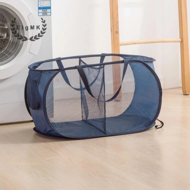 Giỏ đựng đồ giặt 2 ngăn lưới gập gọn - Giỏ giặt di động sắp xếp quần áo mới