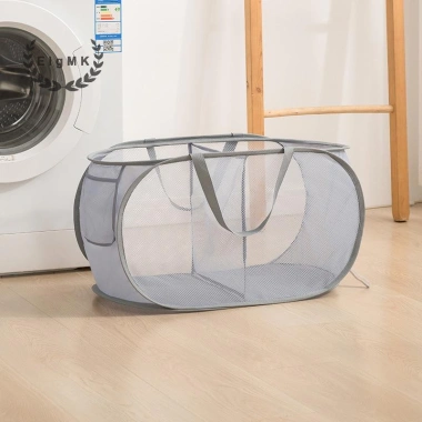 Giỏ đựng đồ giặt 2 ngăn lưới gập gọn - Giỏ giặt di động sắp xếp quần áo mới